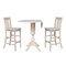 International Concepts Round 42 in Rd Ped Bar Ht Table, 2 Bar Ht Stools, Unfinished, Ready to Finish, 42 in W, 42 in L, Wood K-42DPT-11-S103-2 - alternate 2